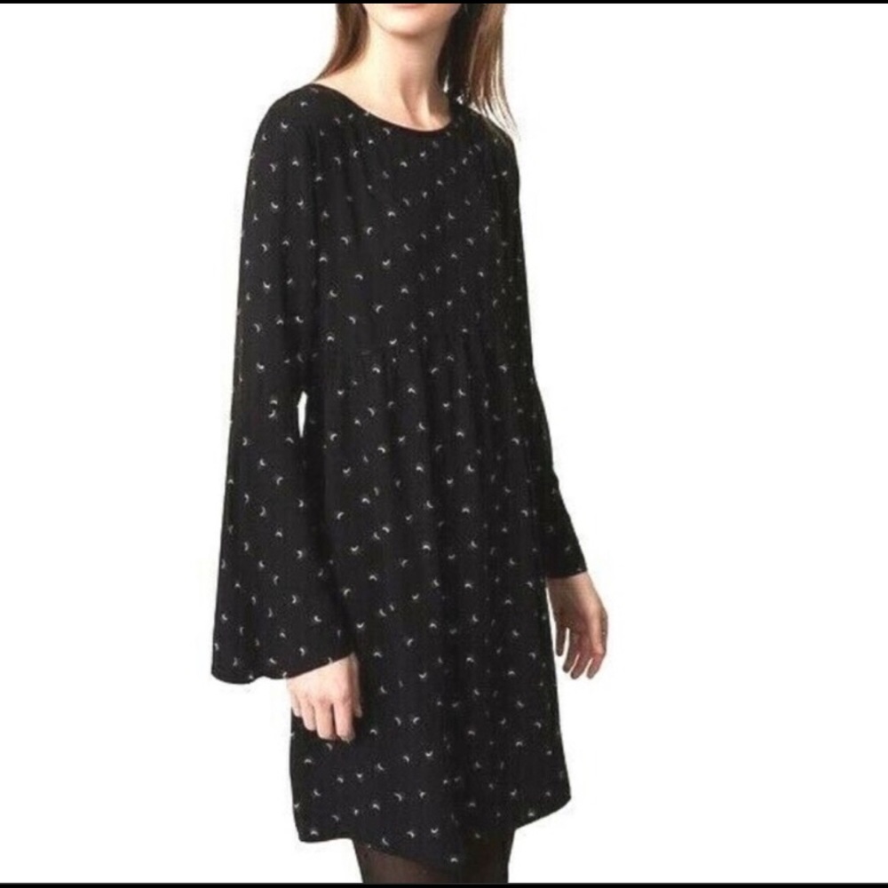 LOFT Long Sleeve Moon Print Empire Waist Dress